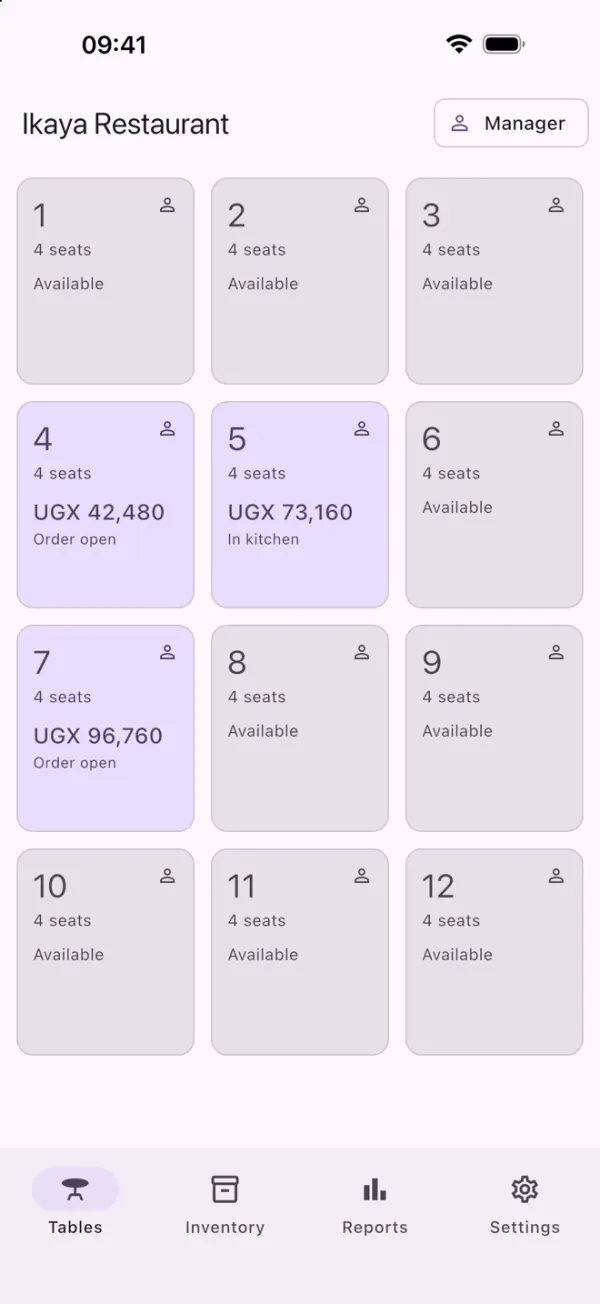 NextraPOS tables